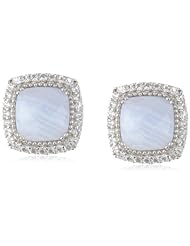 Sterling Silver Blue Lace Agate and White Topaz Earrings