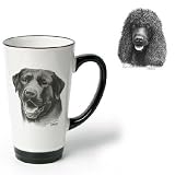 Porcelain Funnel Cup with Irish Water Spaniel (6 inch, Black and white)