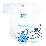 BABY BODYSUIT WHITE  LIGHT BLUE STORK MOLDOVAN  MOLDOVA 3 - 6 Months
