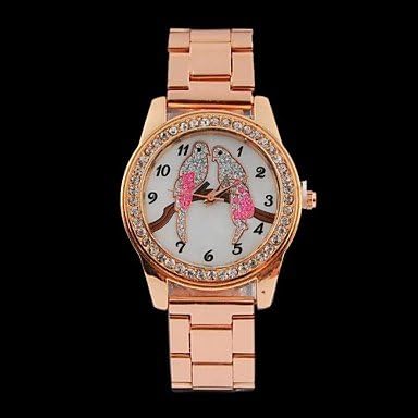 Rayshop - Women's Fashion Rhinestones Mandarin Duck Steel Belt Guartz Wrist Watch(Assorted Colors) ( Color : Golden )