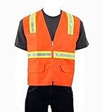 Safety Depot Customizable Two Tone Reflective Surveyor Safety Vest with Zipper and Pockets Hi-Vis Cu
