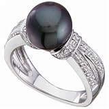 1/3 Ct.T.W. Round Diamonds, FreshWater Cultured Black Pearl, 14Kt. White Gold