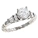 Round/Baguette Diamond Engagement Ring .51cttw (CZ ctr