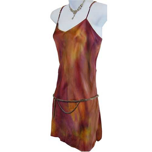 ArtisanStreet's Dominique Silk Camisole Tunic. Hand Painted In Shades Of Brown, Gold & Red. One Of A Kind.