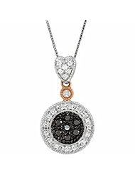 14K Rose and White Gold Black and White Diamond Necklace - 0.25 Ct. -- LIFETIME WARRANTY