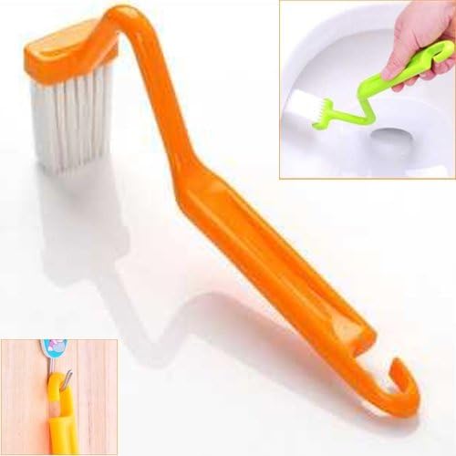 V Shaped Toilet Brush Curved Handle Cleaning Brush - Random Color