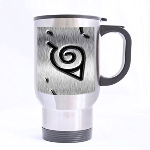 Naruto Shippuden Konoha Metal Headband Custom Silver Stainless 14 Oz Travel Coffee Mug Fully Customizable Gift - Mueller MM