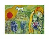 Amoureux de vence, Art Poster by Marc Chagall