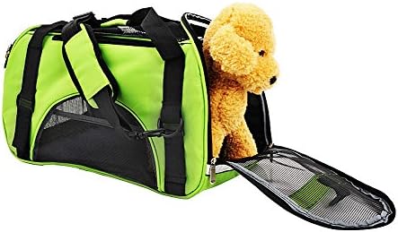 Narrowser 1Pcs Green Ventilation Portable Outdoor Pet Carrier Airline Approved Under Seat Folding Travel Bag for Small Dogs and Cats(M)