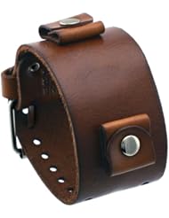 Nemesis #NSLB-B Brown 48mm Wide 24mm Lug Width Wide Leather Watch Cuff Band