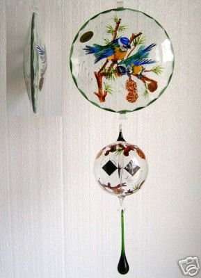 Fensterbild  Blaumeisen  mit Lichtmühle