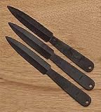 Three 7-1/4 in. Black Throwing Knives w/ Sheath