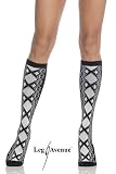 Acrylic Knee High Stocking Socks With Faux Eyelet Trim And Lace Ups
