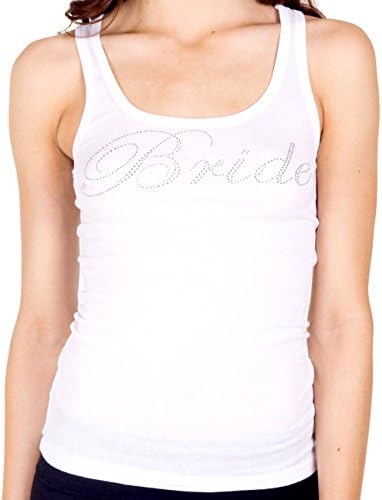 Bride Rhinestone Longer Length Tank (X-Large, White)