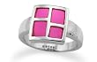 Stainless Steel Women's Ring with pink resin inlay