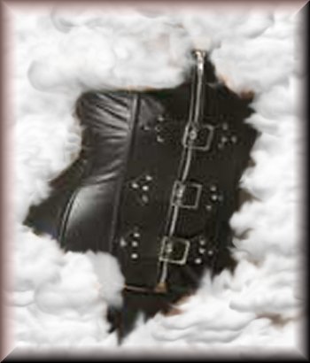 Leather Cupless Corset Boning Lace Up Back Adjustable Snap Neck Closure Detachable Garters G-String Included Sizes Small, Medium, Large or X-Large