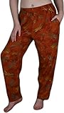 Pants, Rayon Batik, Elastic Waist - Dragonflies on Amber - Large