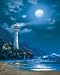 Blue Moon Lighthouse, Lighthouses Art Poster Print by Steve Sundram, 16x20