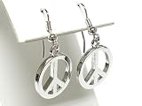 Silver Tone Round Peace Earrings Fashion Jewelry