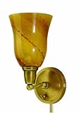 IMAGE OF House Of Troy HP775-WB-AG Hyde Park Wall Sconce Lamp, Weathered Brass with Art Glass Shade