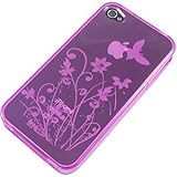 TPU Skin Cover for Apple iPhone 4, Hot Pink Butterfly