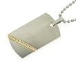 Stainless Steel Dog Tag Pendant with Diamond-Accent and 14k Gold, 22''