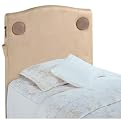 Peat Microfiber Upholstered Headboard with Speaker - Khaki (Twin)