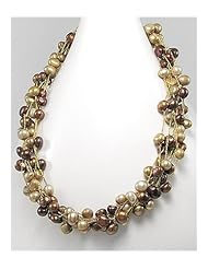 Mixed Colors Japanese silk cord Dyed Fresh Water Pearls Necklace In Zinc