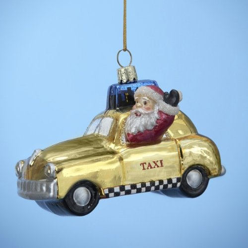 Kurt Adler 3-3/4-Inch Glass New York Taxi Ornament Kurt Adler 3-3/4-Inch Glass New York Taxi Ornament