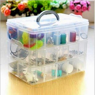 Clear 3 Layers Nail Art Makeup Cosmetics Container Storage Box Case (Clear White)