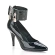 4 Inch Sexy Black Pump Shoes Womens High Heel Shoes Evening Shoes With Locking Ankle Cuff And Padlocks Black Patent