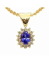 14K Yellow Gold Tanzanite and Diamond Pendant -- LIFETIME WARRANTY