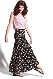 Dee & Ray - Women's Floral Print Maxi Skirt (Black)