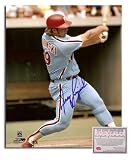 Greg Luzinski Philadelphia Phillies MLB Hand Signed 8x10 Photograph Away Jersey Swinging