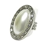 Glass Oval Pearl Like Large Stretch Ring