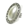 Glass Oval Pearl Like Large Stretch Ring