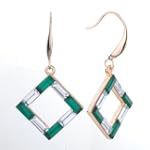 Mother's Day Jewelry Clear Green Swarovski Crystal Frame Dangle Earrings