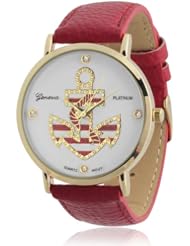 Brinley Co. Nautical Rhinestone Accent Faux Leather Strap Watch