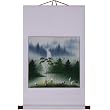 Hand-Painted 36" Oriental Wall Art Scroll - Cranes In Wilderness With White Border