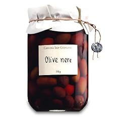 Cascina San Giovanni Schwarze Oliven mit Stein in Salzlake, 350g (Abtropfgewicht 200g)