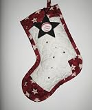 Christmas Stocking Americana on White Quilting Handcrafted Keepsakes Personalized with Picture Frames - Free Shipping