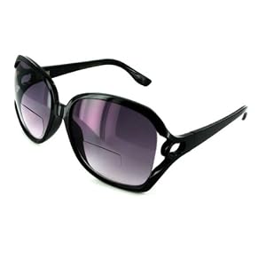 RODEO DRIVE fashion designer Bifocal Sunglass Readers, Black w/ Smoke Lens – +1.75