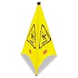 Rubbermaid - Three-Sided Caution, Wet Floor Safety Cone, 21w x 21d x 30h, Yellow