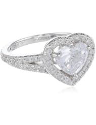 Myia Passiello "Hearts" Swarovski Cubic-Zirconia Halo Heart Split Shank Ring