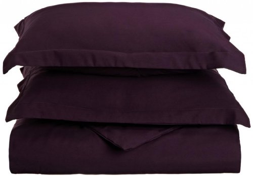 Clara Clark Premier 1800 Series 2-Piece Duvet Cover, Twin, Purple Eggplant