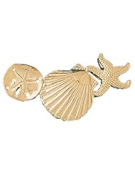 CleverEves 14K Gold Pendant Two Tone Reversible Shell, Sand Dollar, and Starfish 19 - Gram(s)