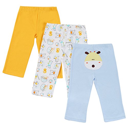 Mother Nest Baby Pants 3 Pack for Boys and Girls 100% Cotton 0-12 Months