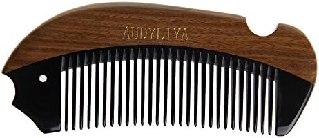 AUDYLIYA Beard Comb Horn Comb Medium Tooth Handmade Buffalo Horn and Sandal Wood Comb Hair Comb, Pocket comb