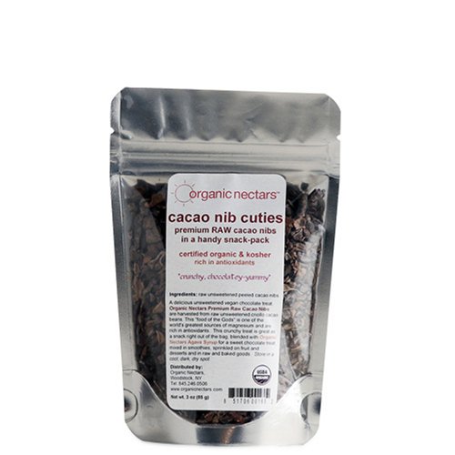 Organic Nectars Raw Cacao Nibs Cuties, 3-Ounce Pounches (Pack of 4) by Organic Nectars