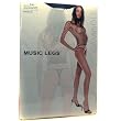 Music Legs Lycra Diamond Net Long Sleeved Top and Thong - Black